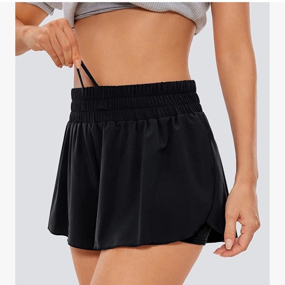 CRZ YOGA 2 in 1 Flowy Running Shorts- Black - Picture 5 of 6